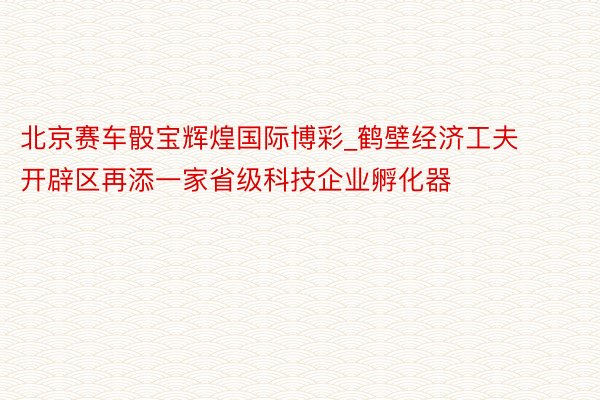 北京赛车骰宝辉煌国际博彩_鹤壁经济工夫开辟区再添一家省级科技企业孵化器